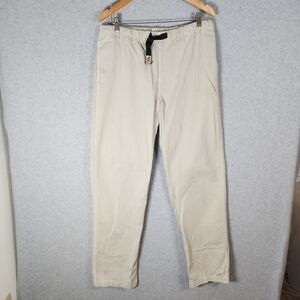 Mens Gramicci Pants Size Large 36×35 Beige Khaki Belted Tapered